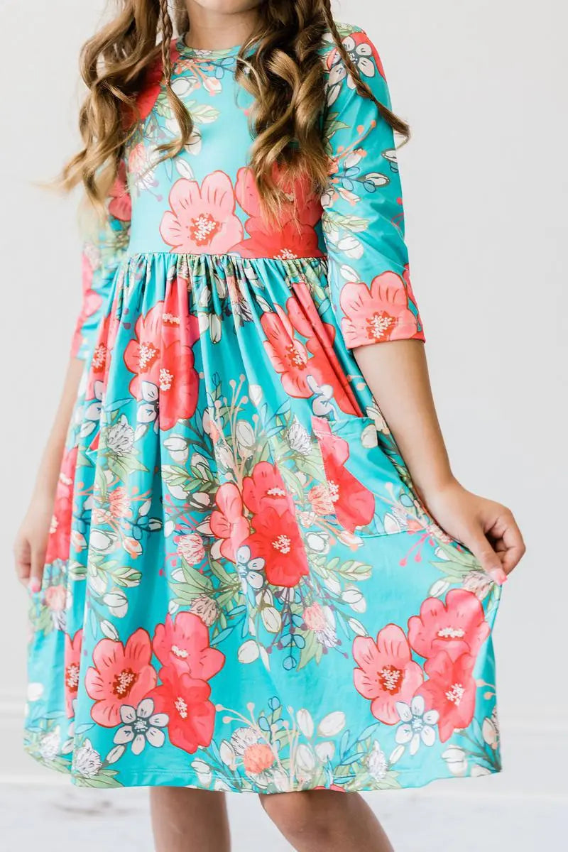 Mila & Rose ® After the Rain Three Quarter Sleeve Pocket Twirl Dress - Apparel & Accessories > Clothing > Dresses Twirl Pocket Dress 3/4