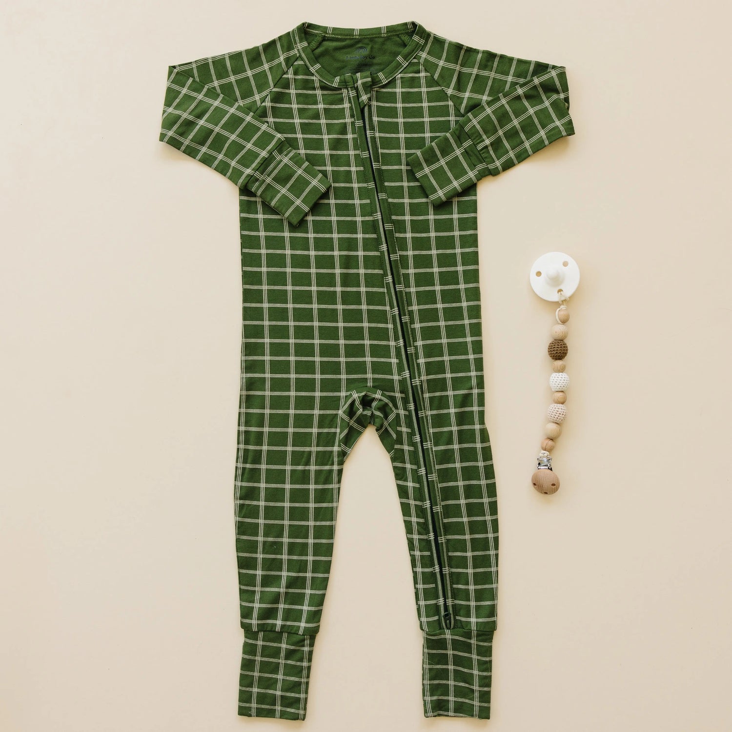 Little Joy Co. All Spruced Up Bamboo Zippy Romper With Non Slip Soles - Apparel & Accessories > Clothing > Baby & Toddler Clothing > Baby & Toddler Sleepwear