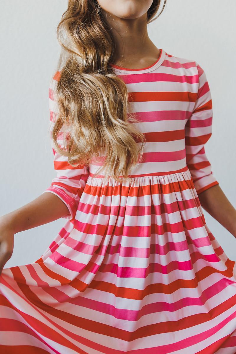 All You Need Is Love Three Quarter Sleeve Twirl Dress - Everetts Place Boutique - 