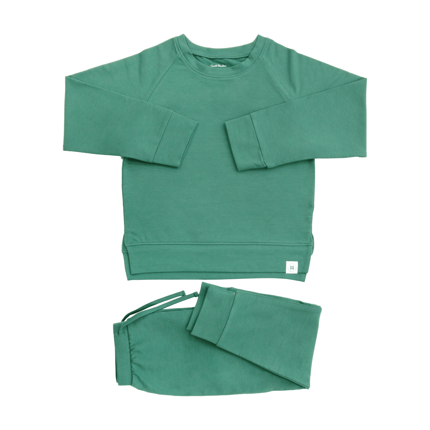Alpine Green Crew Neck Jogger Set for Kids French Terry Sweet Bamboo Everetts Place: Online Boutique