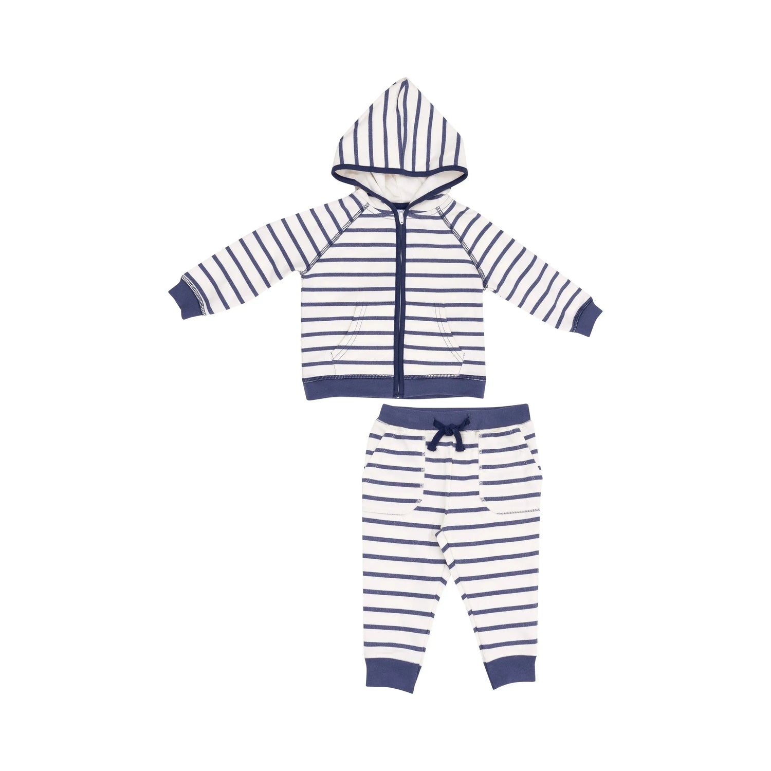 Angel Dear Premium French Terry Hoodie and Jogger Set with Navy Stripe for Kids - Apparel & Accessories > Clothing > Baby & Toddler Clothing > Baby & Toddler Outfits 187