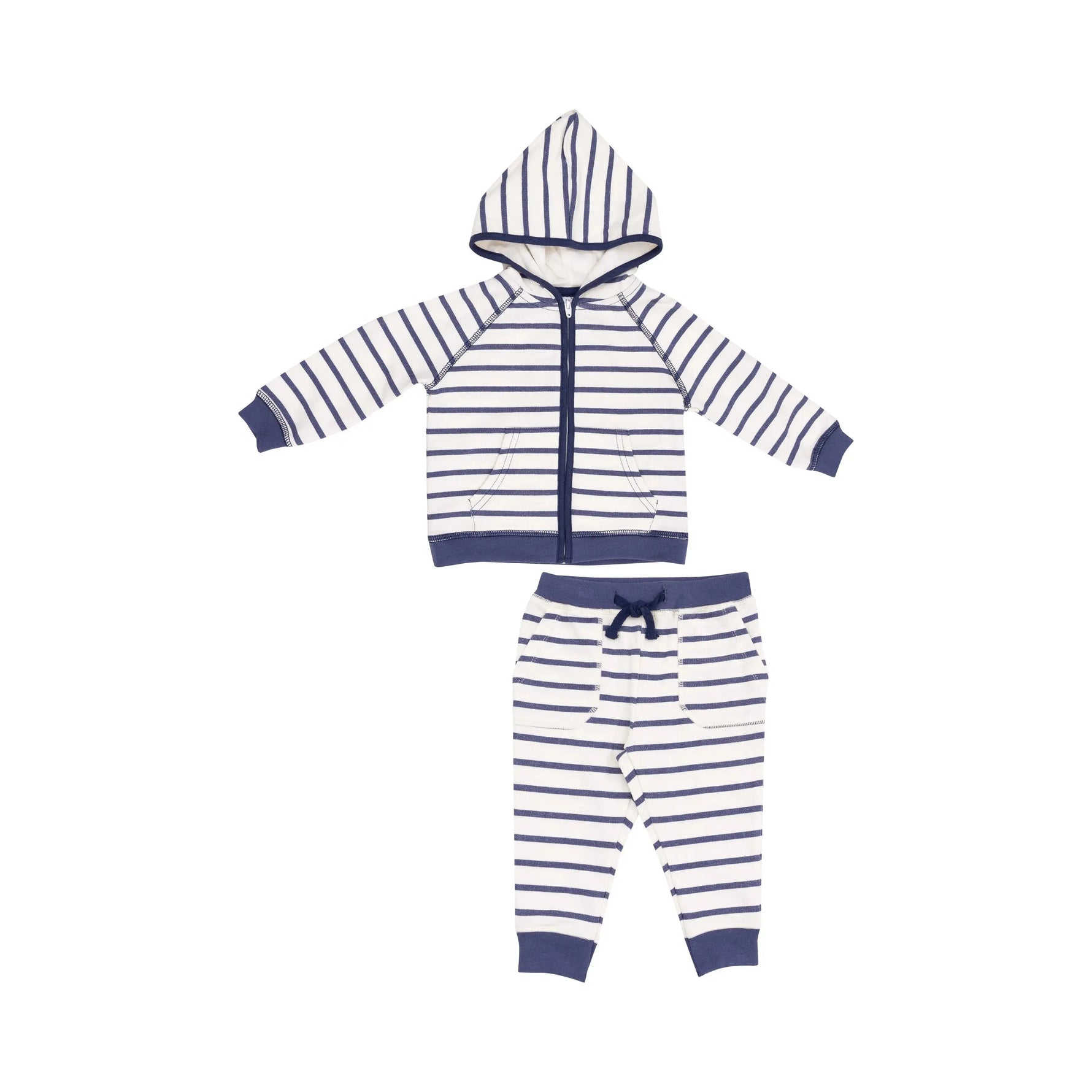 Angel Dear Premium French Terry Hoodie and Jogger Set with Navy Stripe for Kids - Apparel & Accessories > Clothing > Baby & Toddler Clothing > Baby & Toddler Outfits 187