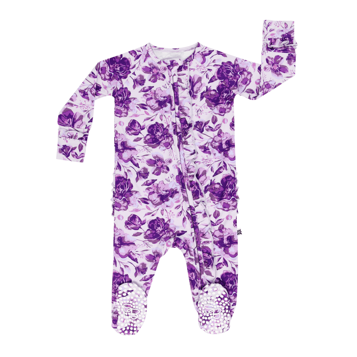 Sweet Bamboo Amelia Bedelia Ruffle Footie With Two Way Zip For Baby - Everetts Place Boutique - 
