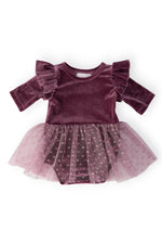 Amethyst Velvet Tutu Bodysuit For Baby With Snap Closure - Everetts Place Boutique - 