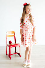 An Apple A Day Three Quarter Sleeve Pocket Toddler Dress - Everetts Place Boutique - 
