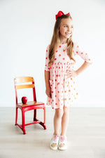 An Apple A Day Three Quarter Sleeve Pocket Toddler Dress - Everetts Place Boutique - 