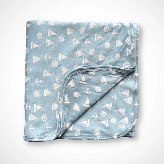 Anchors Away Bamboo Blanket Soft Stretchy Swaddle Nursing Cover Stroller Tummy Time Kolorful Everetts Place: Online Boutique