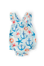 Mila & Rose ® Anchors Away Ruffle Cross Back Romper - 