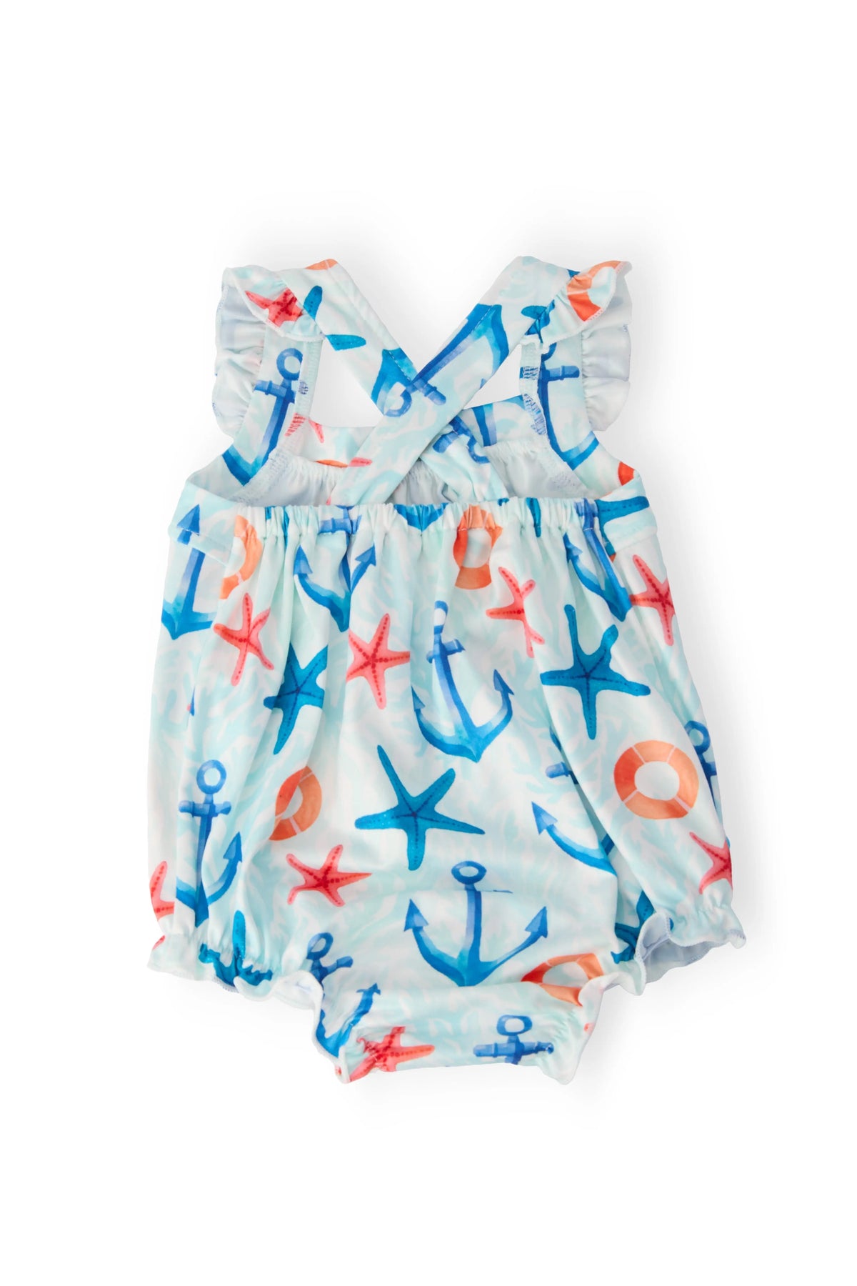 Mila & Rose ® Anchors Away Ruffle Cross Back Romper - 