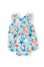 Mila & Rose ® Anchors Away Ruffle Cross Back Romper - 