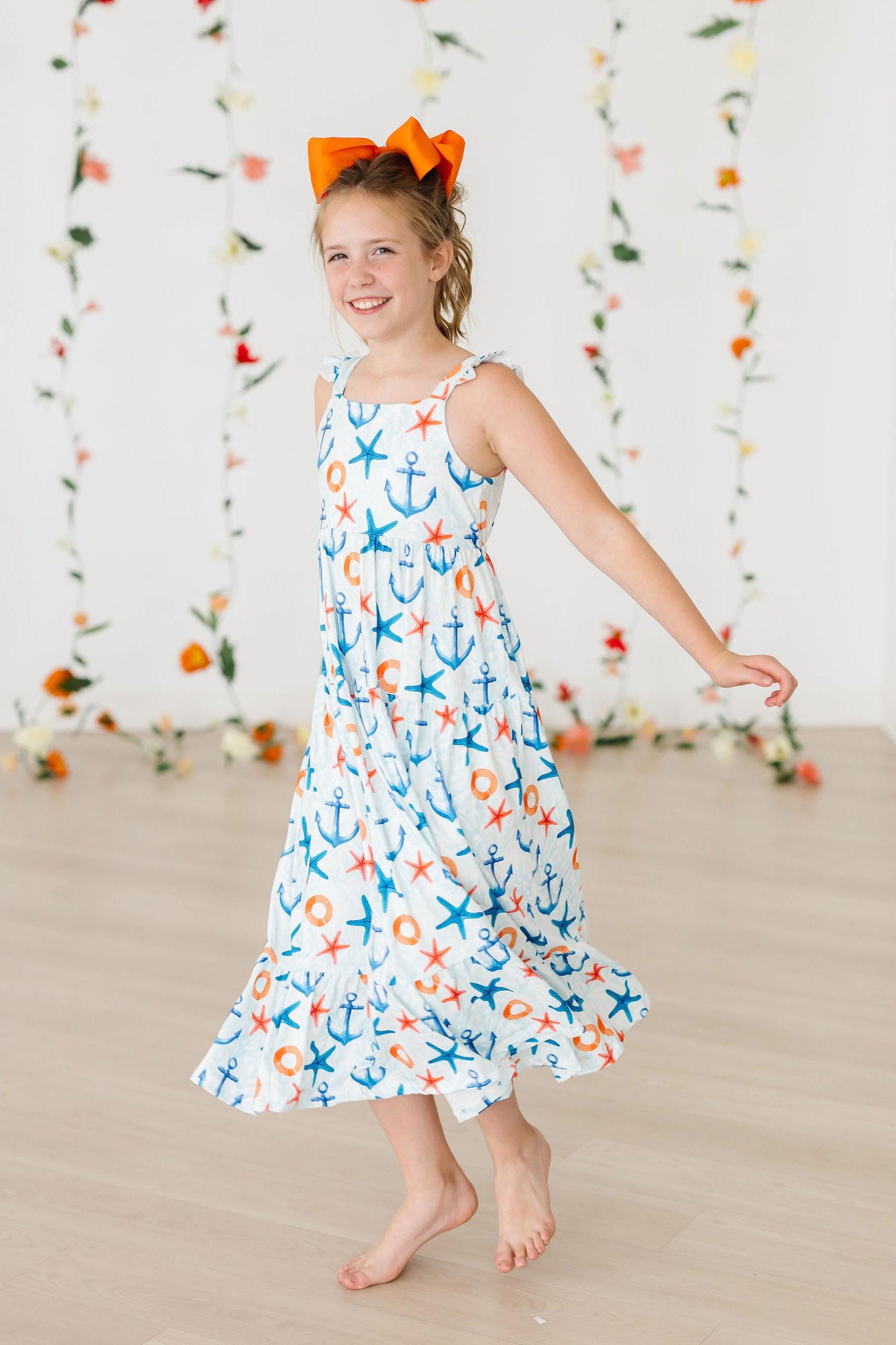 Anchors Away Ruffle Maxi Dress With Back Cutout Details Mila & Rose ® Everetts Place: Online Boutique