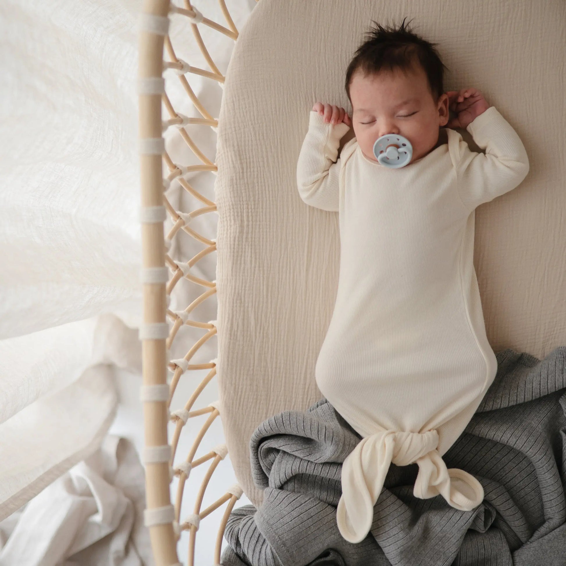 Mini Muslin Crib Sheet 100 Percent Cotton Extra Soft Breathable Fabric Full Elastic Edges Pre-Washed For Softness Mushie