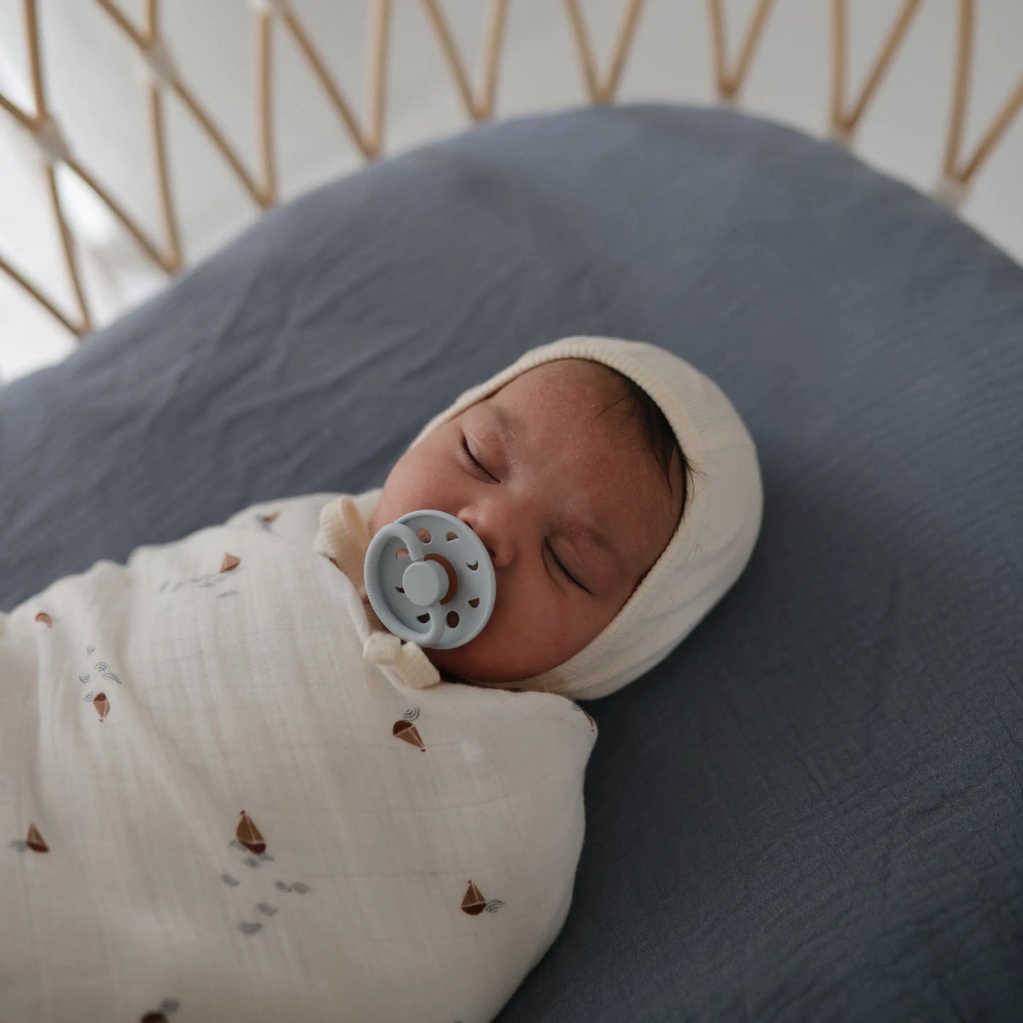 Mini Muslin Crib Sheet 100 Percent Cotton Extra Soft Breathable Fabric Full Elastic Edges Pre-Washed For Softness Mushie