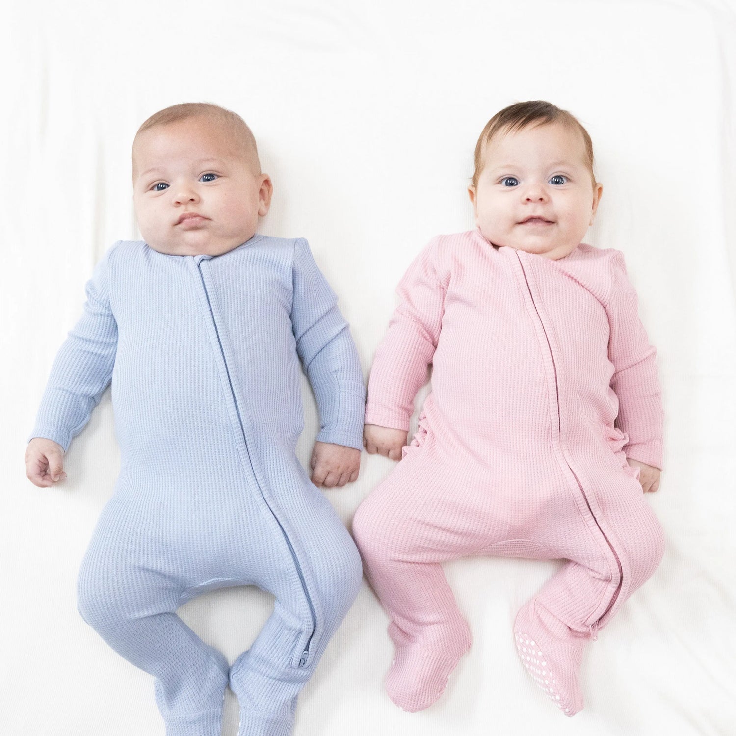 Angel Dear Angel Dear 2 Way Zipper Ruffle Back Footie Waffle Fabric - Apparel & Accessories > Clothing > Baby & Toddler Clothing > Baby & Toddler Sleepwear 653