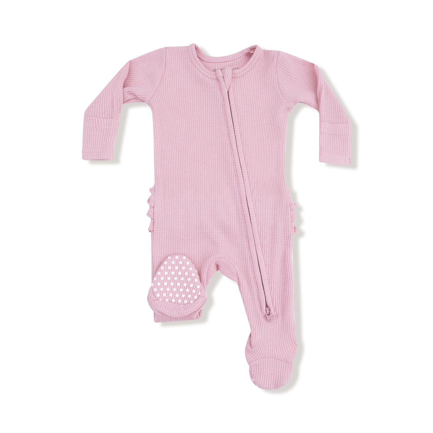 Angel Dear Angel Dear 2 Way Zipper Ruffle Back Footie Waffle Fabric - Apparel & Accessories > Clothing > Baby & Toddler Clothing > Baby & Toddler Sleepwear 653