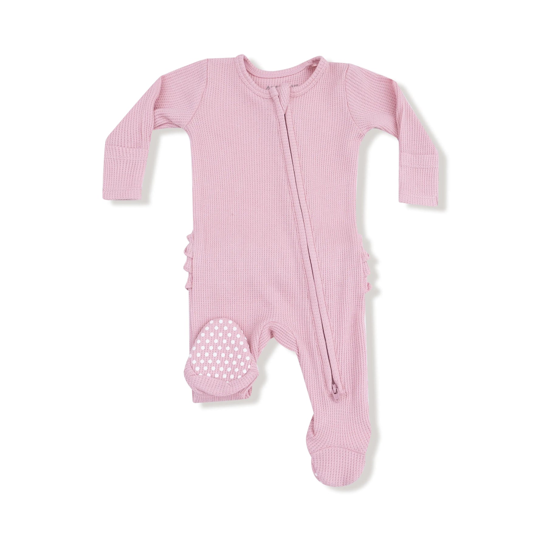 Angel Dear Angel Dear 2 Way Zipper Ruffle Back Footie Waffle Fabric - Apparel & Accessories > Clothing > Baby & Toddler Clothing > Baby & Toddler Sleepwear 653