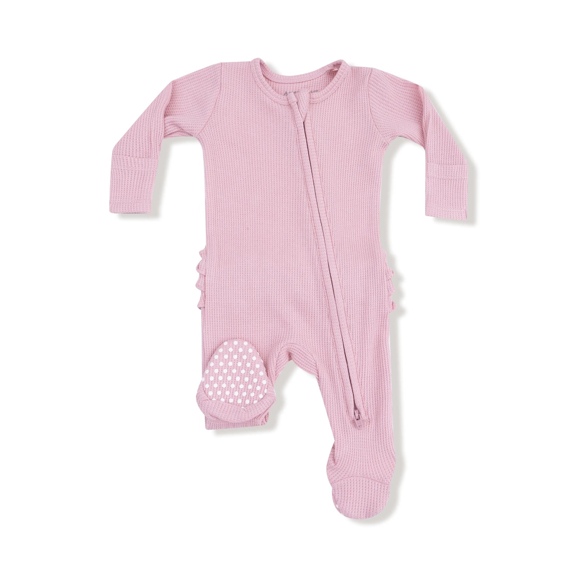 Angel Dear 2 Way Zipper Ruffle Back Footie Waffle Fabric Angel Dear Everetts Place: Online Boutique