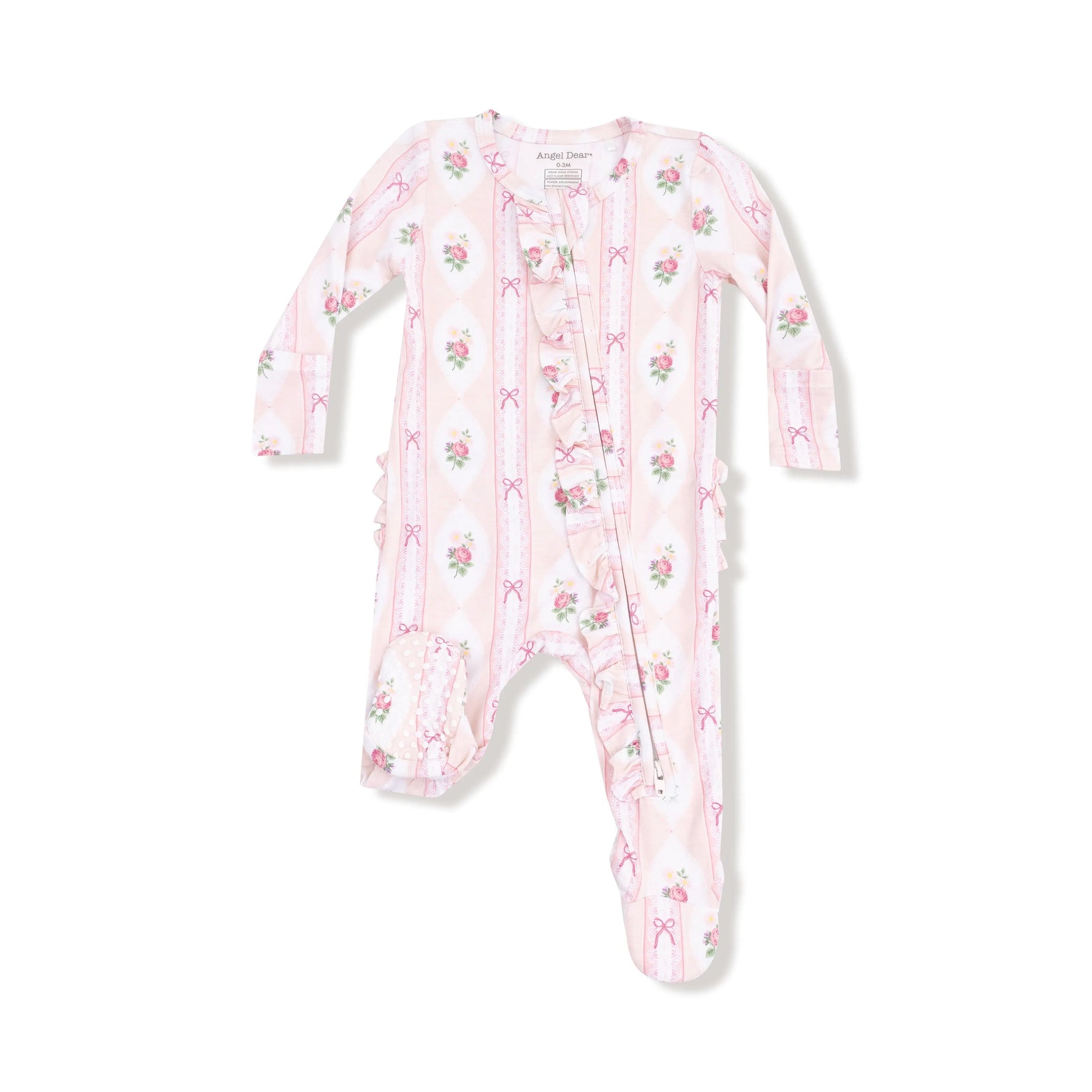 Angel Dear Angel Dear 2 Way Zipper Ruffle Front Footie For Baby - Apparel & Accessories > Clothing > Baby & Toddler Clothing > Baby & Toddler Sleepwear 128