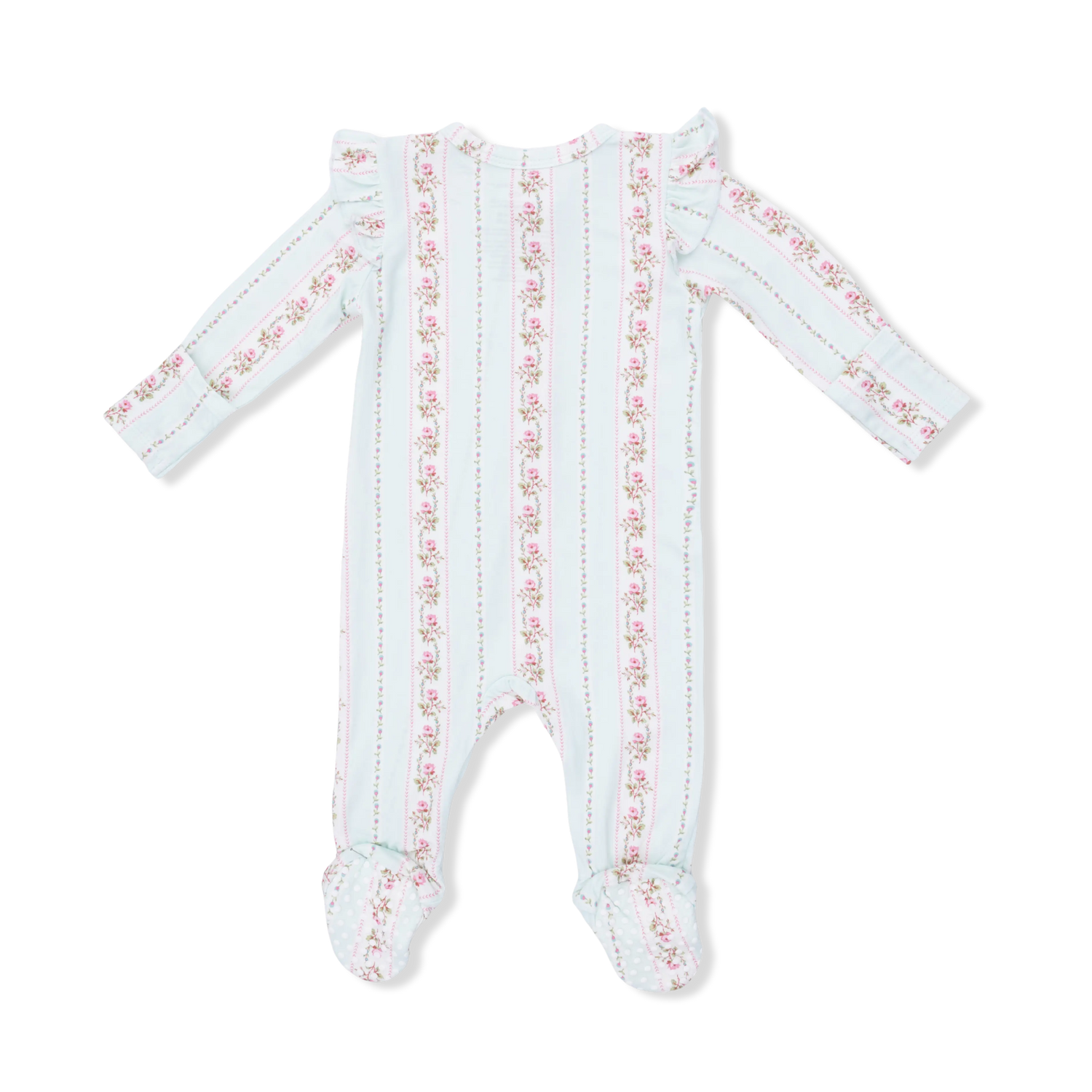 Antoinette Stripe - 2 Way Ruffle Sleeve Zipper Footie & Headband Set Angel Dear 