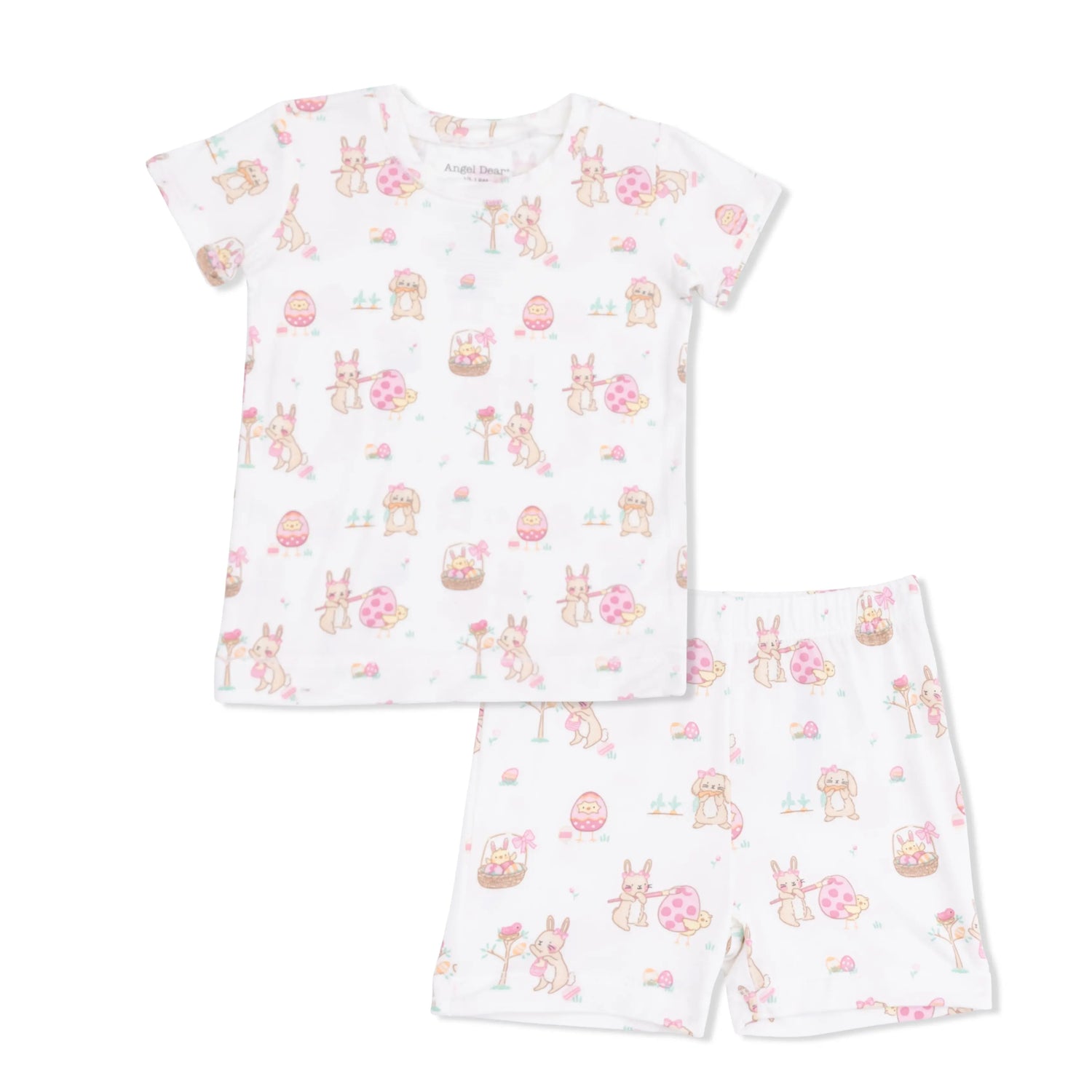 Angel Dear Baby Loungewear Short Set Pink Easter Bamboo Viscose Angel Dear 
