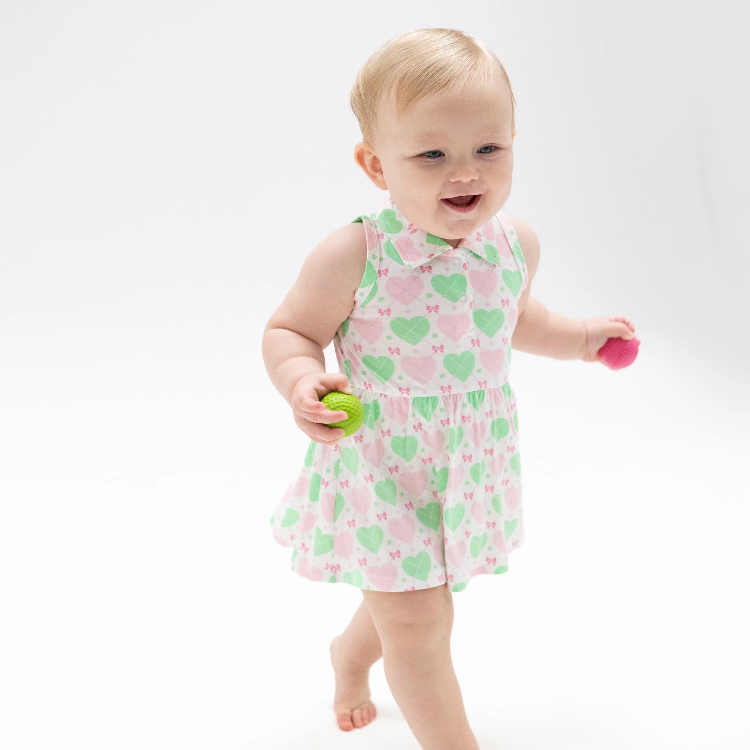 Angel Dear Baby Polo Tennis Dress Heart Argyle Viscose Bamboo Angel Dear 