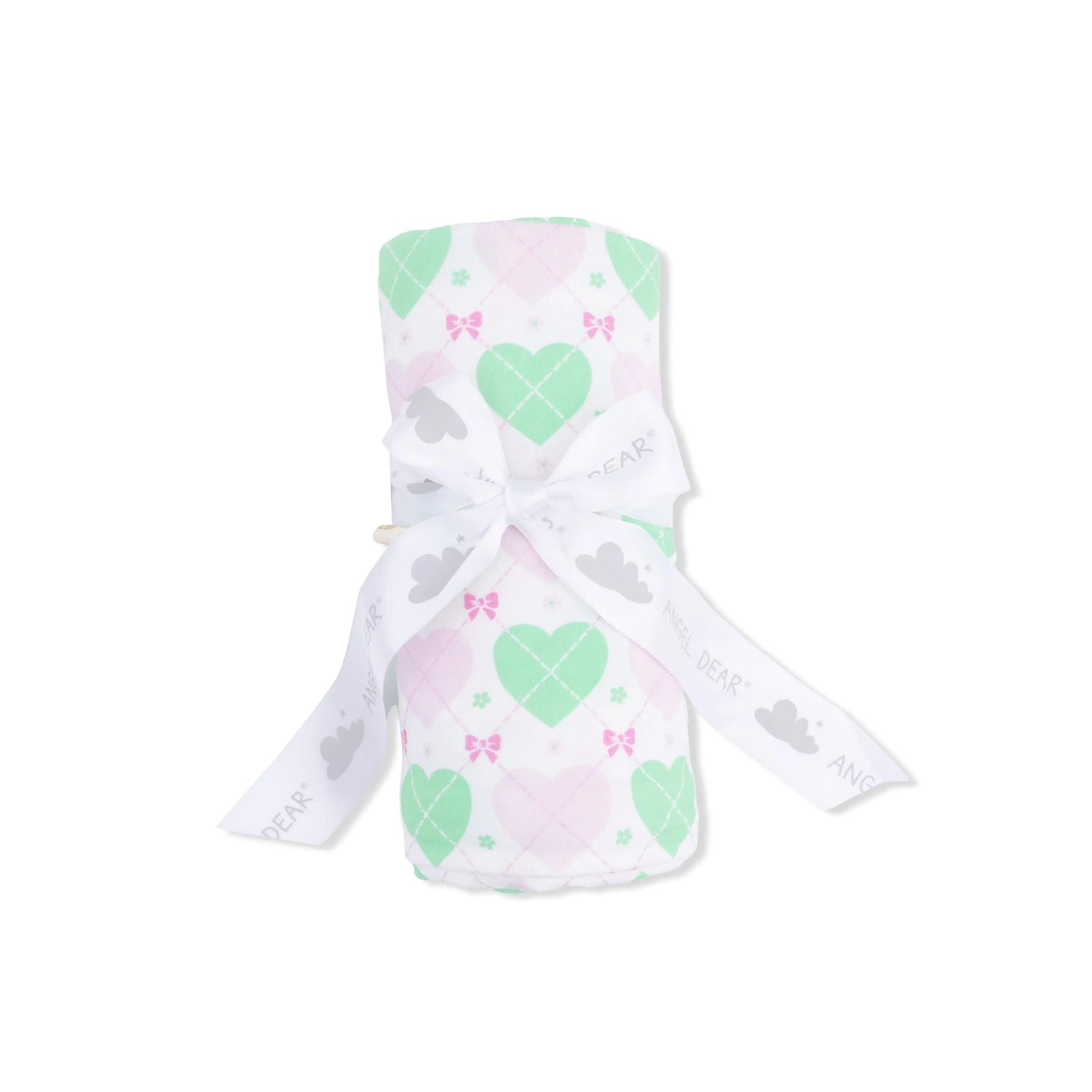 Angel Dear Bamboo Viscose Swaddle Blanket Heart Argyle 45x45 Inches Angel Dear 