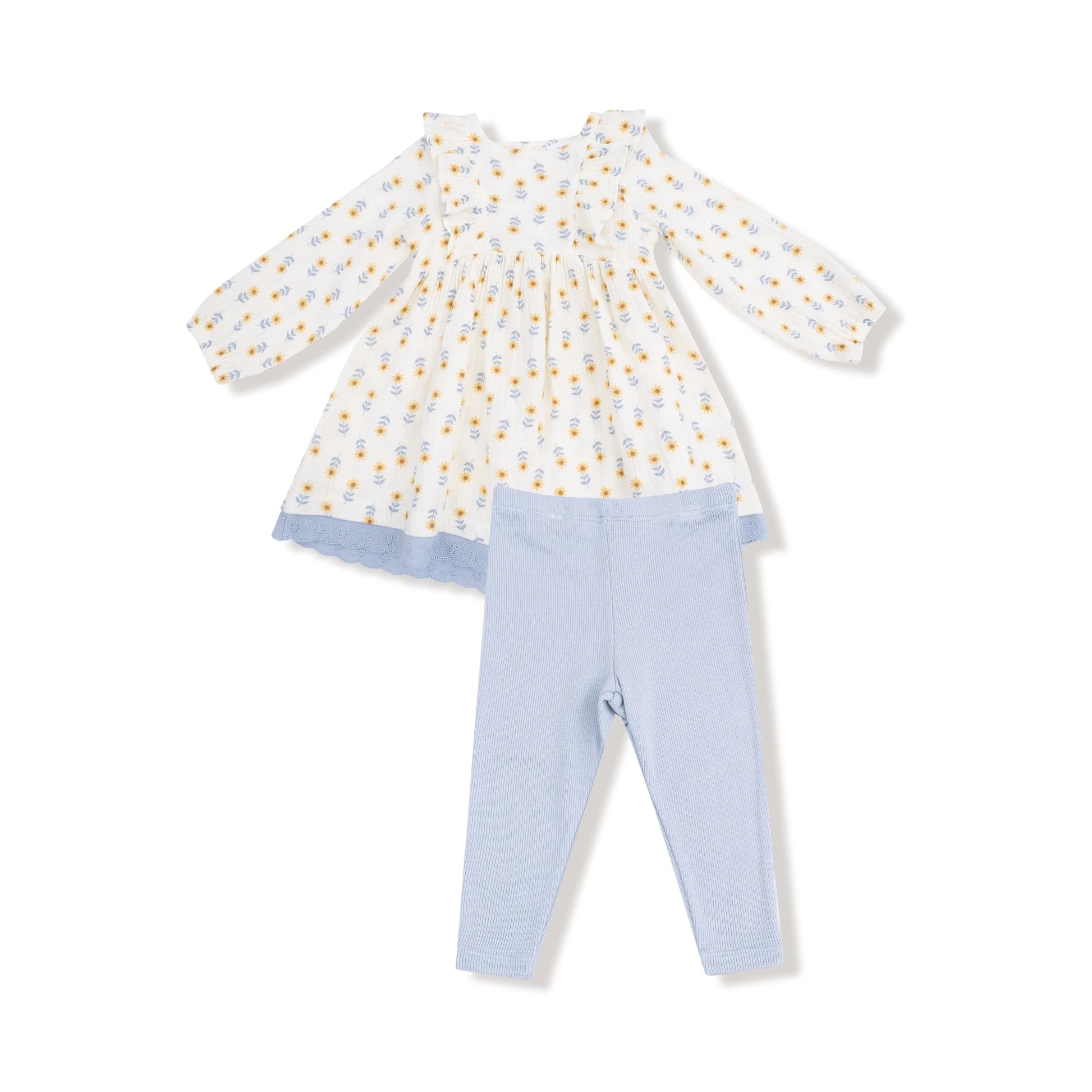 Angel Dear Dress With Legging Set Eyelet Hem Organic Cotton Angel Dear Everetts Place: Online Boutique