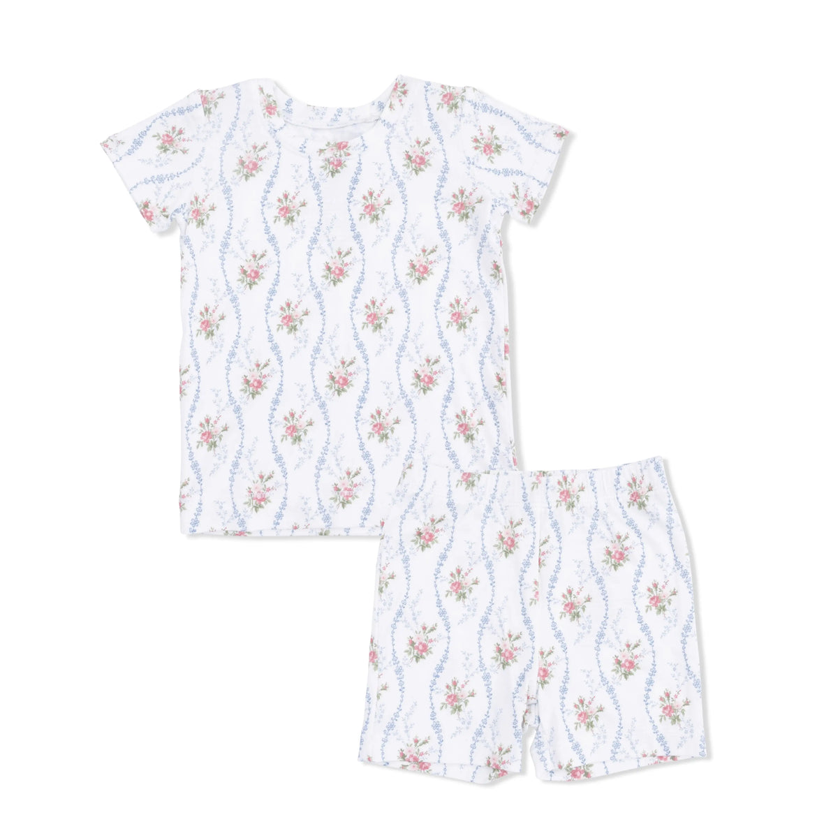 Angel Dear Heirloom Rose Stripe Bamboo Viscose Baby Loungewear Short Set Angel Dear 