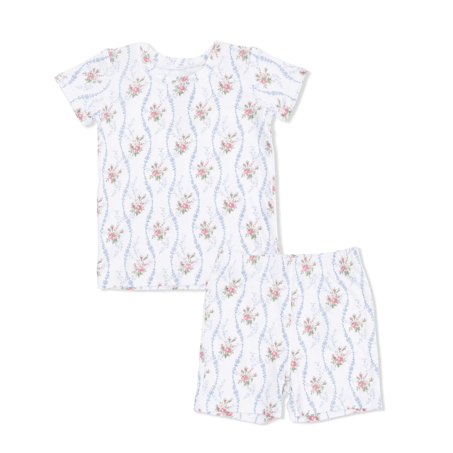 Angel Dear Heirloom Rose Stripe Bamboo Viscose Baby Loungewear Short Set Angel Dear 