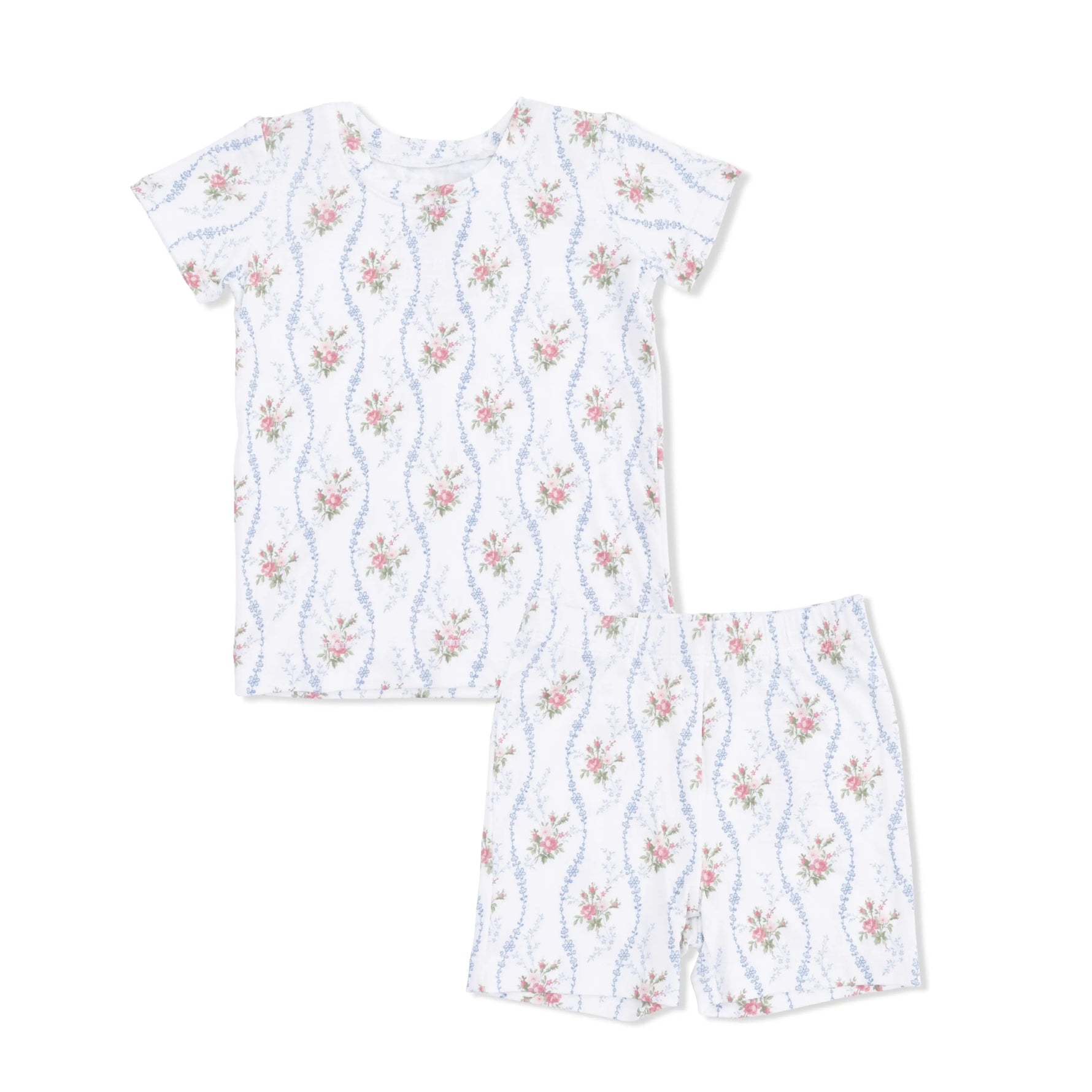 Angel Dear Heirloom Rose Stripe Bamboo Viscose Baby Loungewear Short Set Angel Dear 