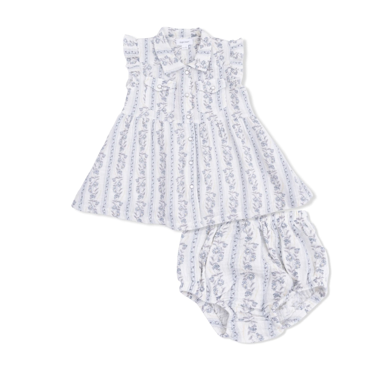 Angel Dear Kimberly Floral Stripe Western Pearl Snap Dress Bloomer Angel Dear 