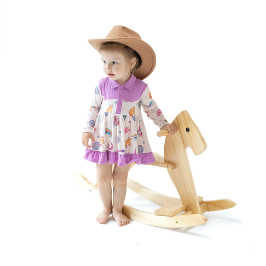 Angel Dear Long Sleeve Cowboy Bodysuit Dress Baby Girls Angel Dear Everetts Place: Online Boutique