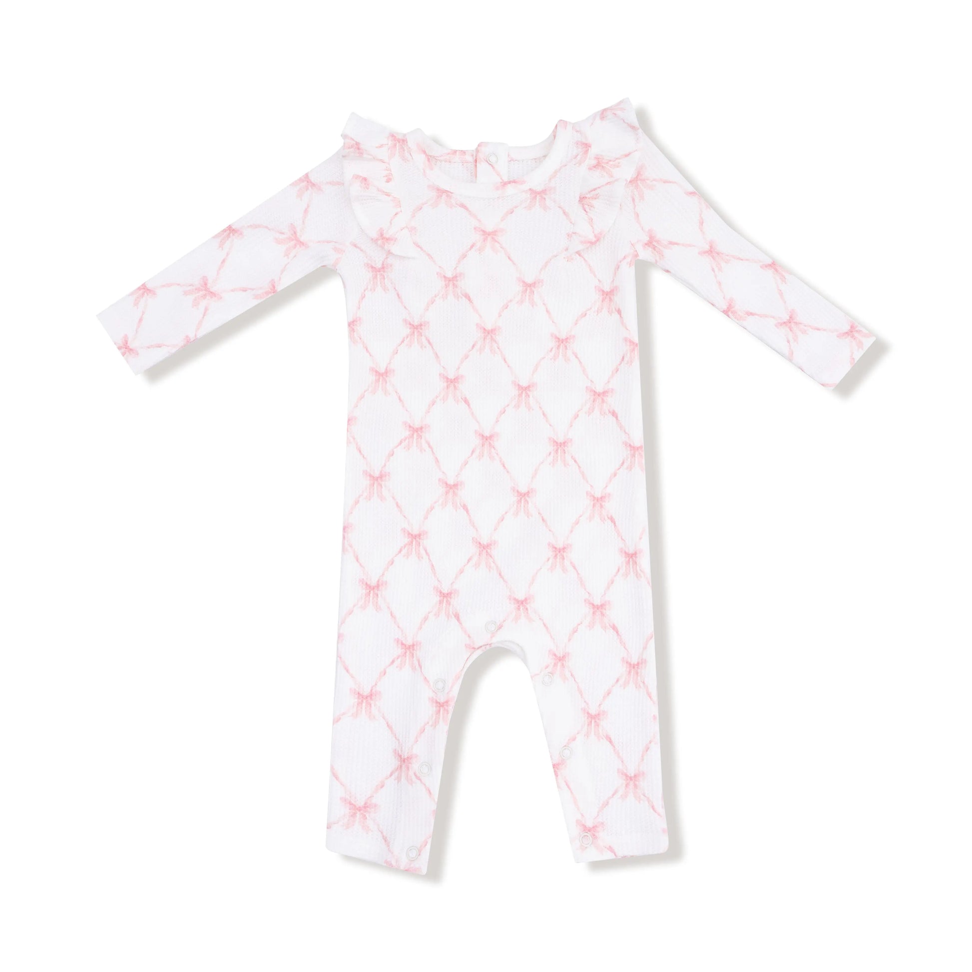 Angel Dear Long Sleeve Ruffle Romper Soft Waffle Knit Angel Dear Everetts Place: Online Boutique