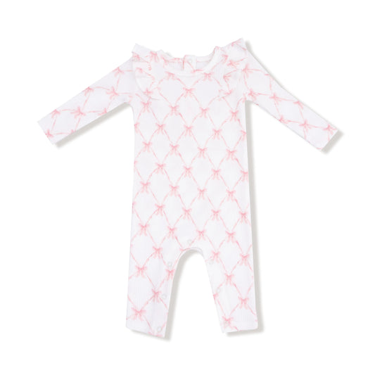 Angel Dear Long Sleeve Ruffle Romper Soft Waffle Knit Angel Dear Everetts Place: Online Boutique