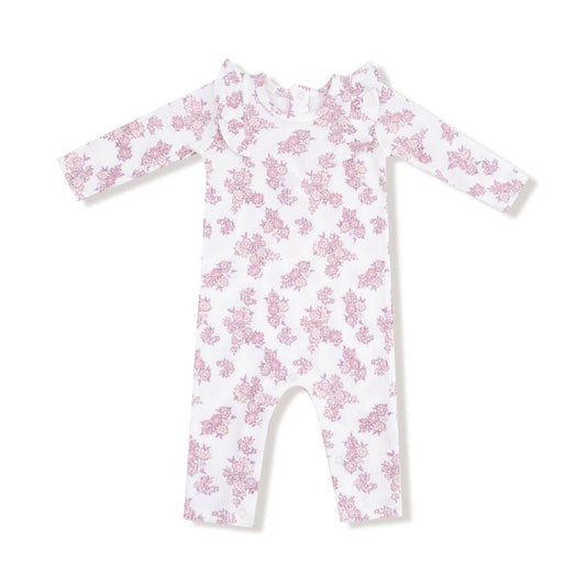 Angel Dear Long Sleeve Ruffle Romper Waffle Knit Cozy Angel Dear Everetts Place: Online Boutique
