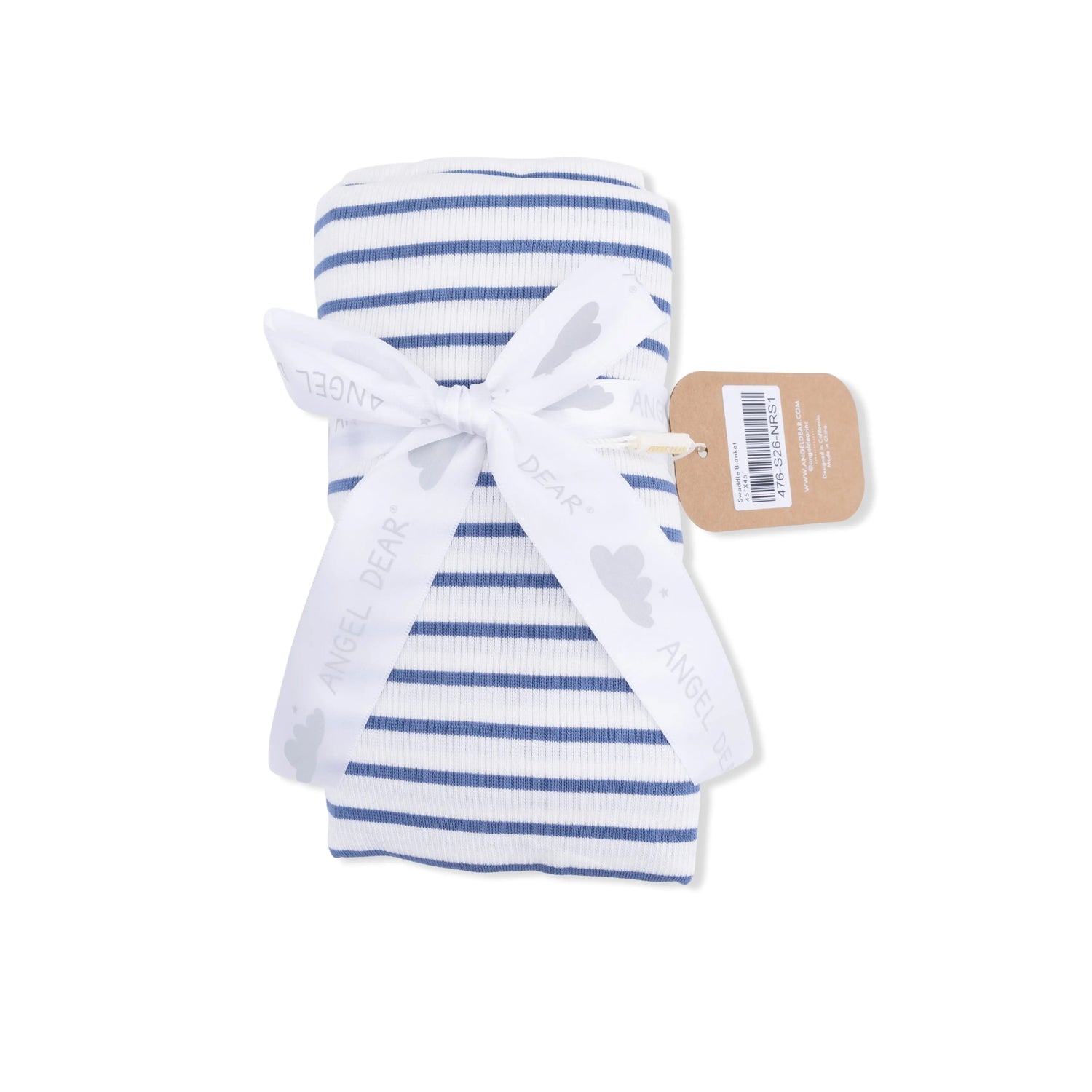Angel Dear Navy Stripe Ribbed Modal Swaddle Blanket 45x45 Inches Angel Dear 