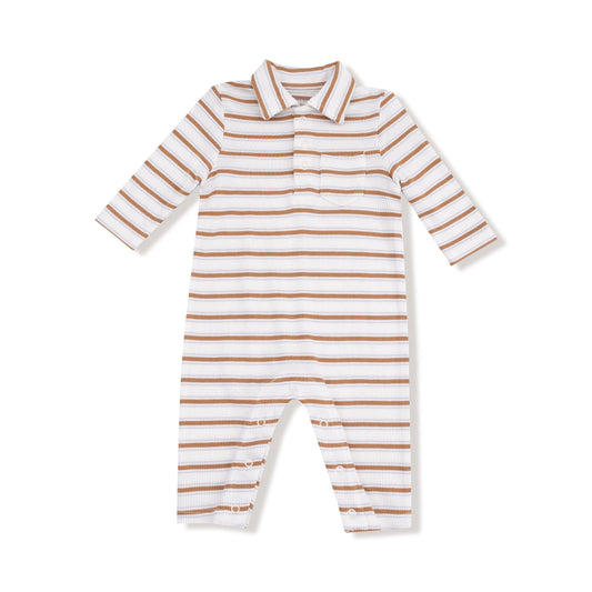 Angel Dear Polo Romper Ribbed Modal Cozy Baby Outfit Angel Dear Everetts Place: Online Boutique