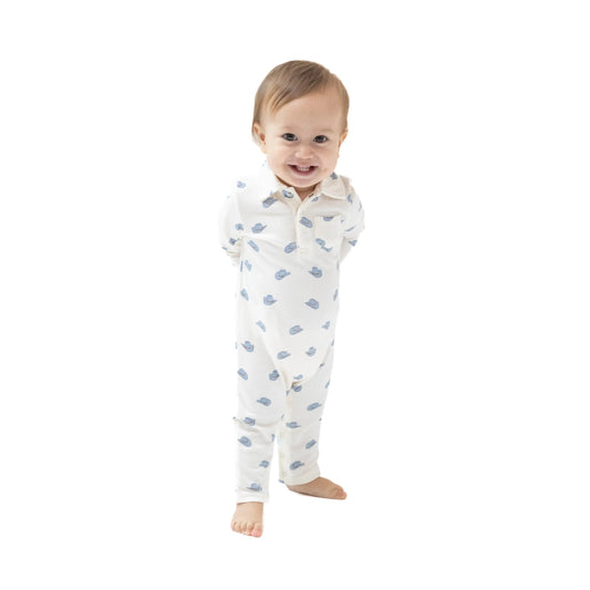 Angel Dear Polo Romper Ribbed Modal Cozy Baby Outfit Angel Dear Everetts Place: Online Boutique