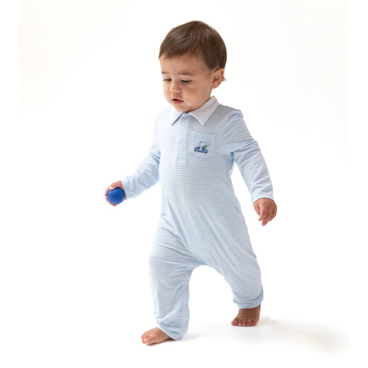 Angel Dear Polo Romper With Golf Cart Applique Silky Bamboo Angel Dear Everetts Place: Online Boutique