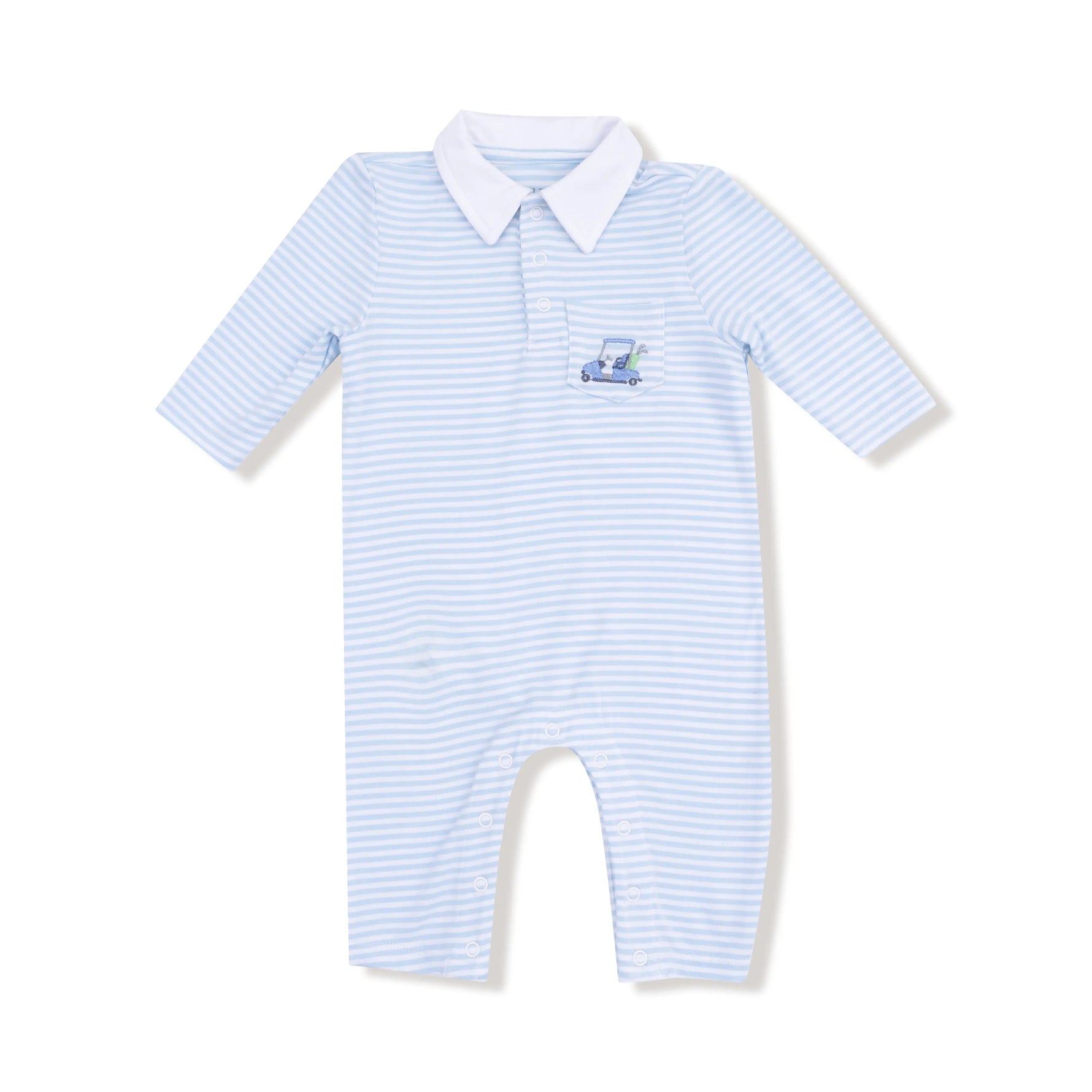 Angel Dear Angel Dear Polo Romper With Golf Cart Applique Silky Bamboo - Apparel & Accessories > Clothing > Baby & Toddler Clothing > Baby One-Pieces 307S