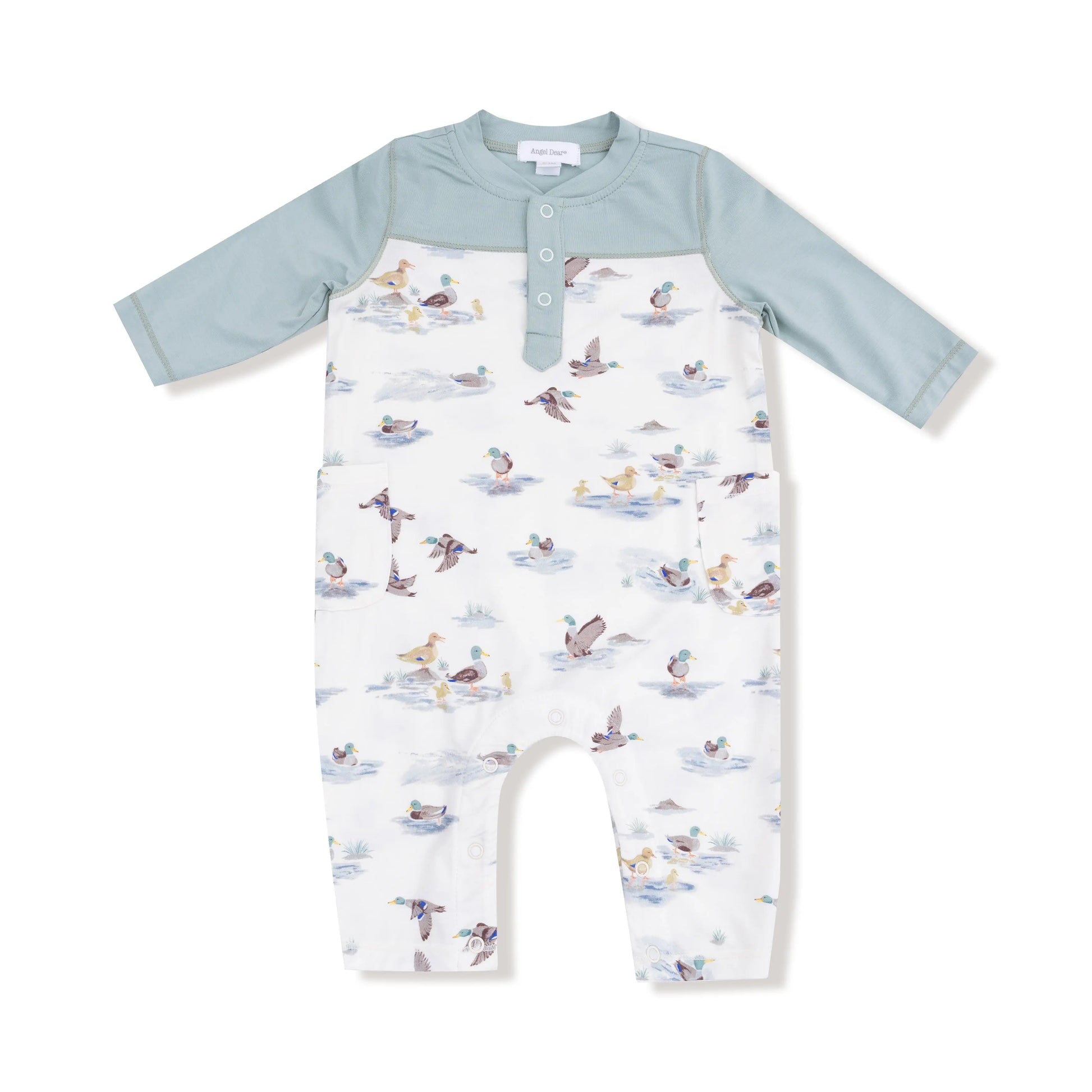 Angel Dear Romper With Contrast Sleeves Cozy Bamboo Viscose Angel Dear Everetts Place: Online Boutique