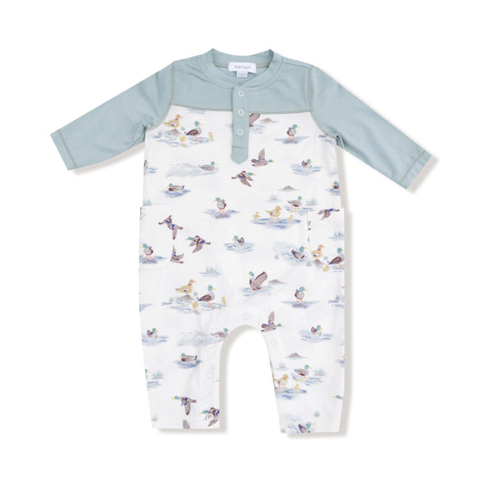 Angel Dear Romper With Contrast Sleeves Cozy Bamboo Viscose Angel Dear Everetts Place: Online Boutique