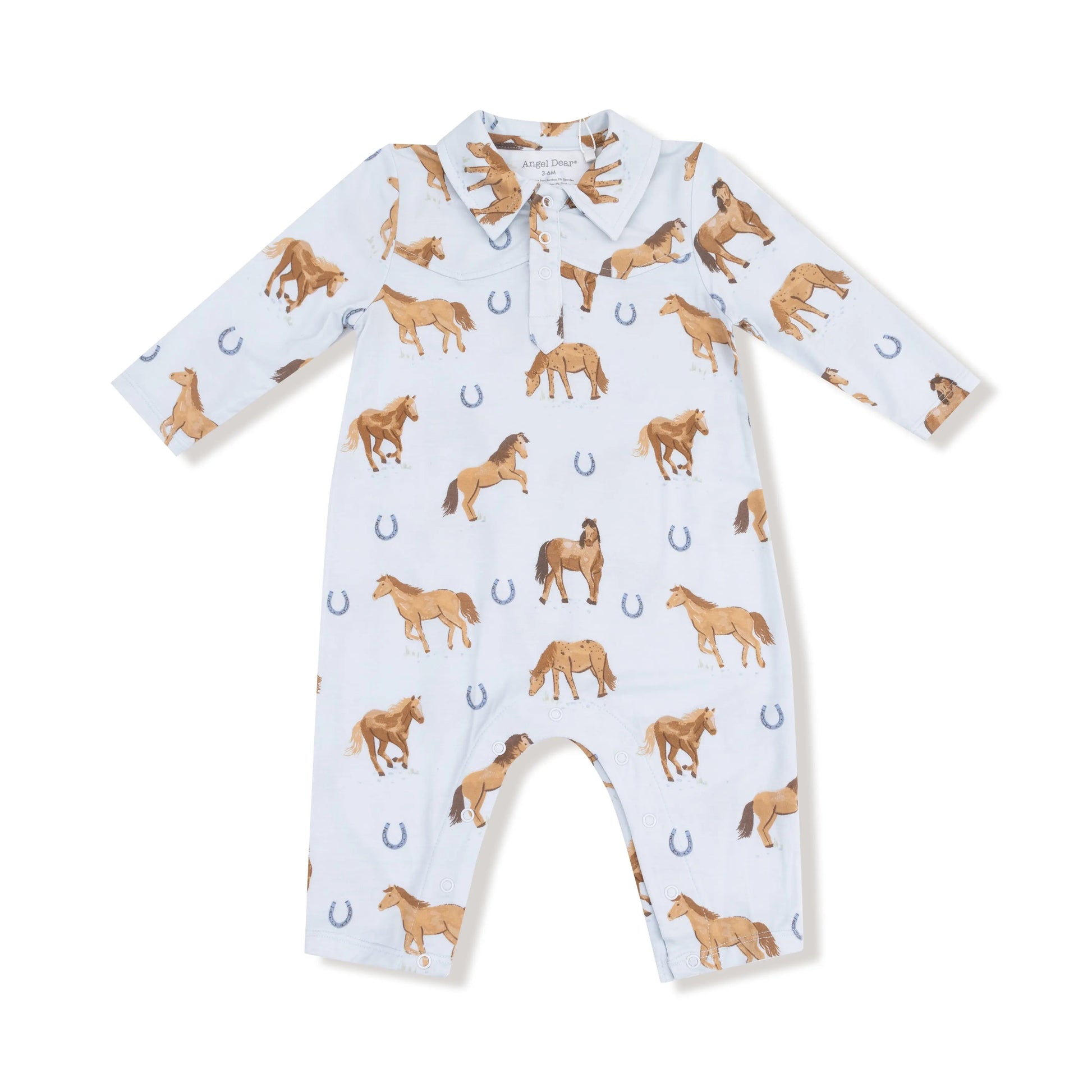 Angel Dear Angel Dear Silky Bamboo Long Sleeve Cowboy Romper For Baby - Apparel & Accessories > Clothing > Baby & Toddler Clothing > Baby One-Pieces 439