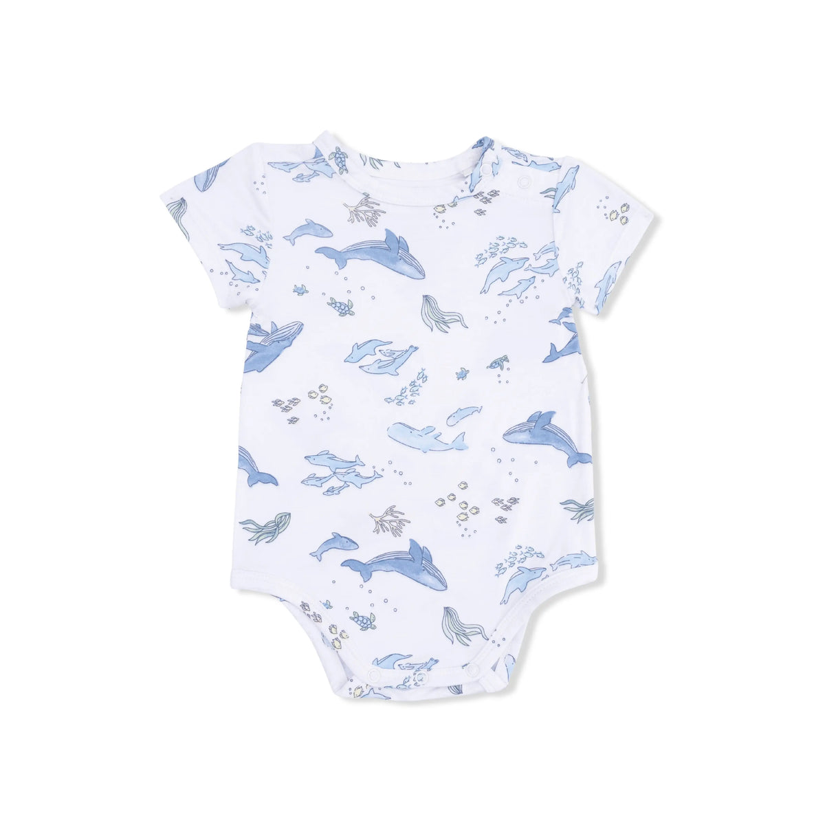 Angel Dear Watercolor Blue Whale Viscose Bamboo Short Sleeve Bodysuit Angel Dear 