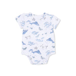 Angel Dear Watercolor Blue Whale Viscose Bamboo Short Sleeve Bodysuit Angel Dear 