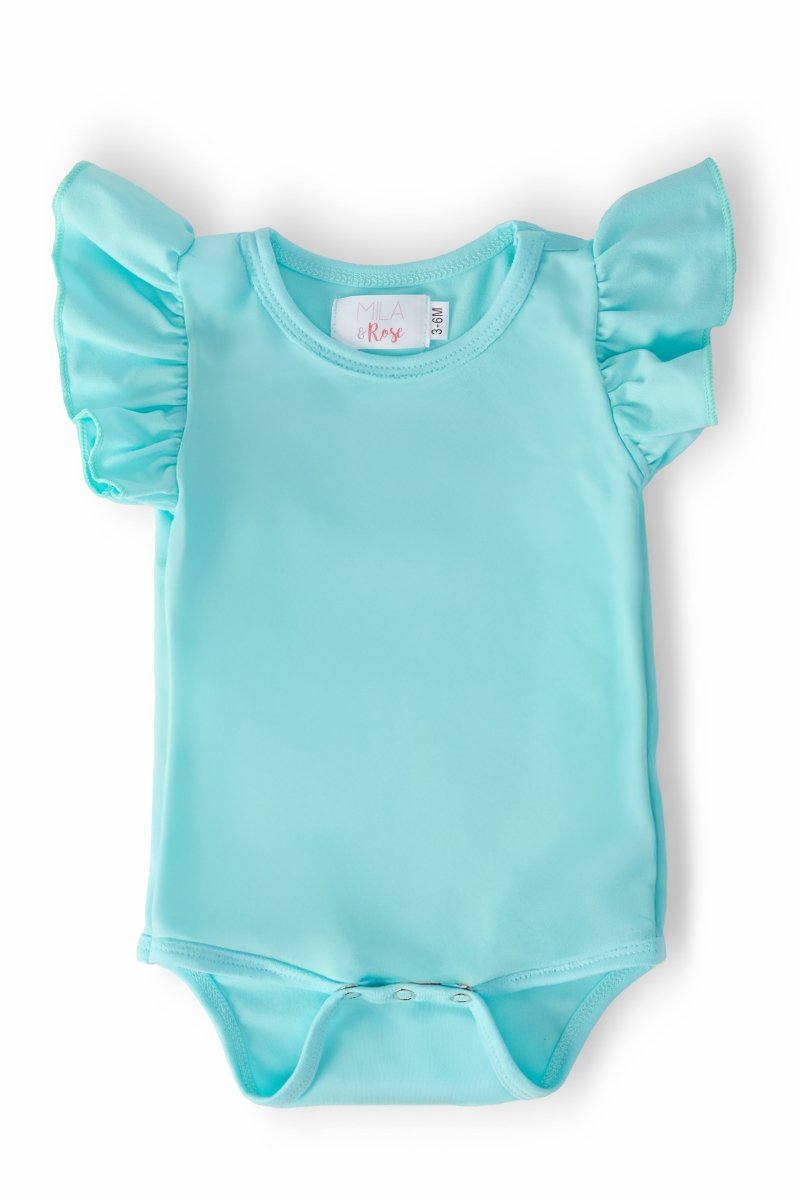 Mila & Rose ® Aqua Flutter Short Sleeve Bodysuit For Babies Mila And Rose - Everetts Place Boutique - 
