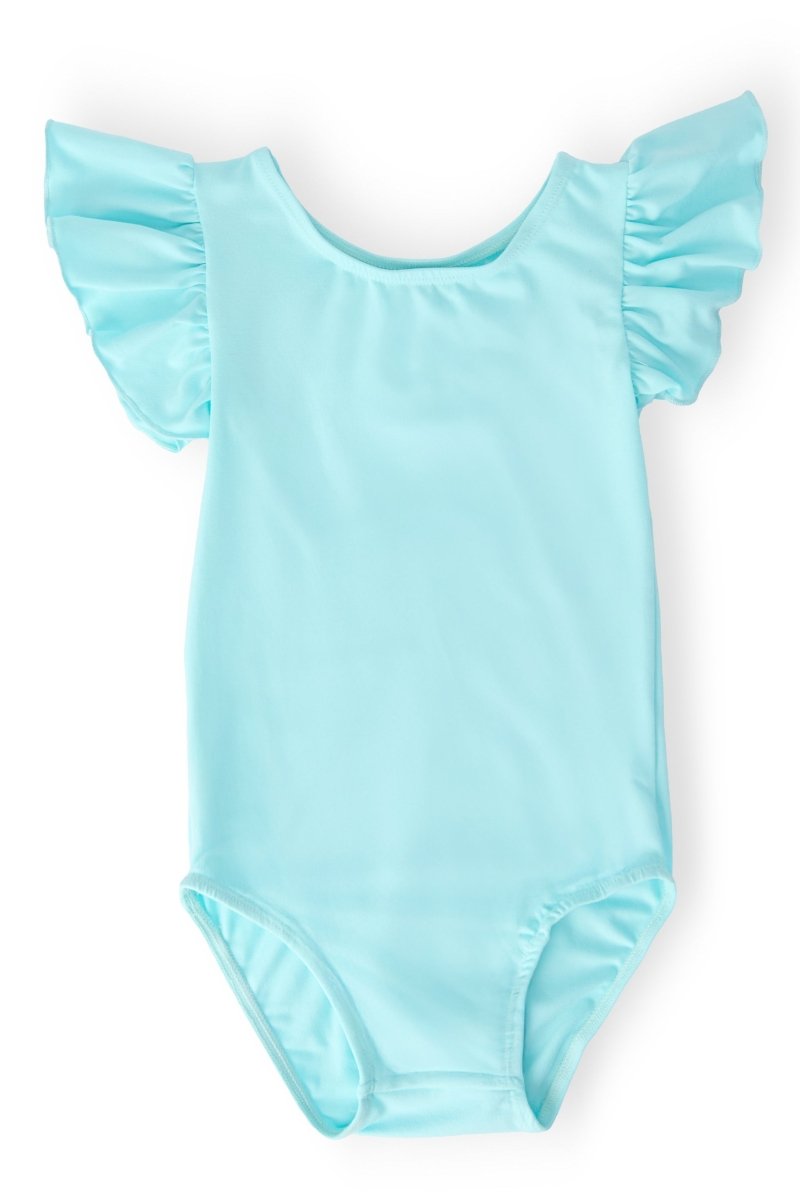 Mila & Rose ® Aqua Flutter Sleeve Leotard For Tiny Dancers Girls Online - Everetts Place Boutique - 