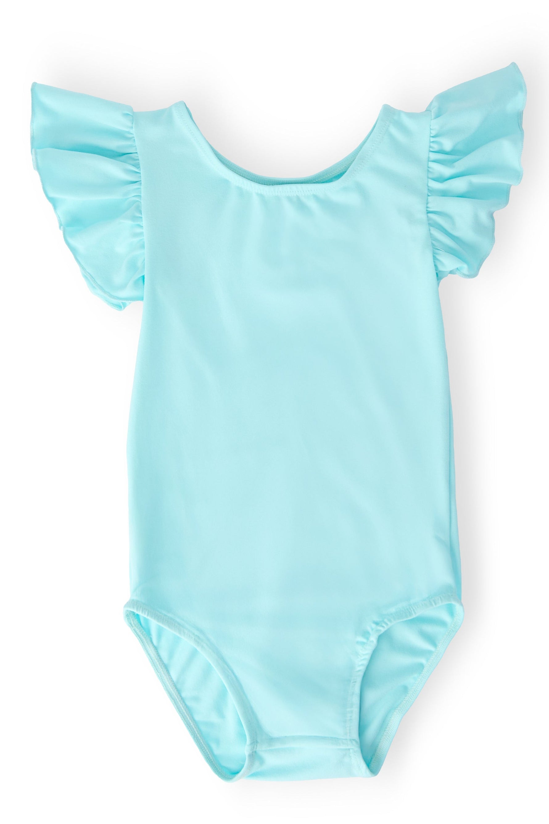 Aqua Flutter Sleeve Leotard For Tiny Dancers Girls Online Mila & Rose ® Everetts Place: Online Boutique
