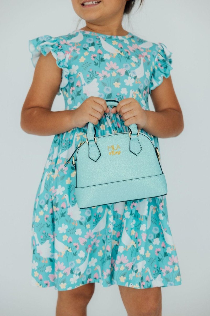 Mila & Rose ® Aqua Glitter Crossbody Purse For Girls Mila Rose Collection - Everetts Place Boutique - 