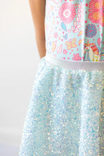 Aqua Sequin Twirl Skort With Attached Shorts Mila And Rose Mila & Rose ® Everetts Place: Online Boutique